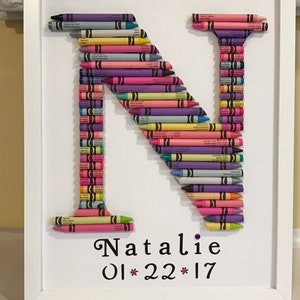Custom Crayon Monogram, Baby Gift, Personalized Crayon Letter, Pastel colors, Baby Girl Nursery Decor, Handmade image 5
