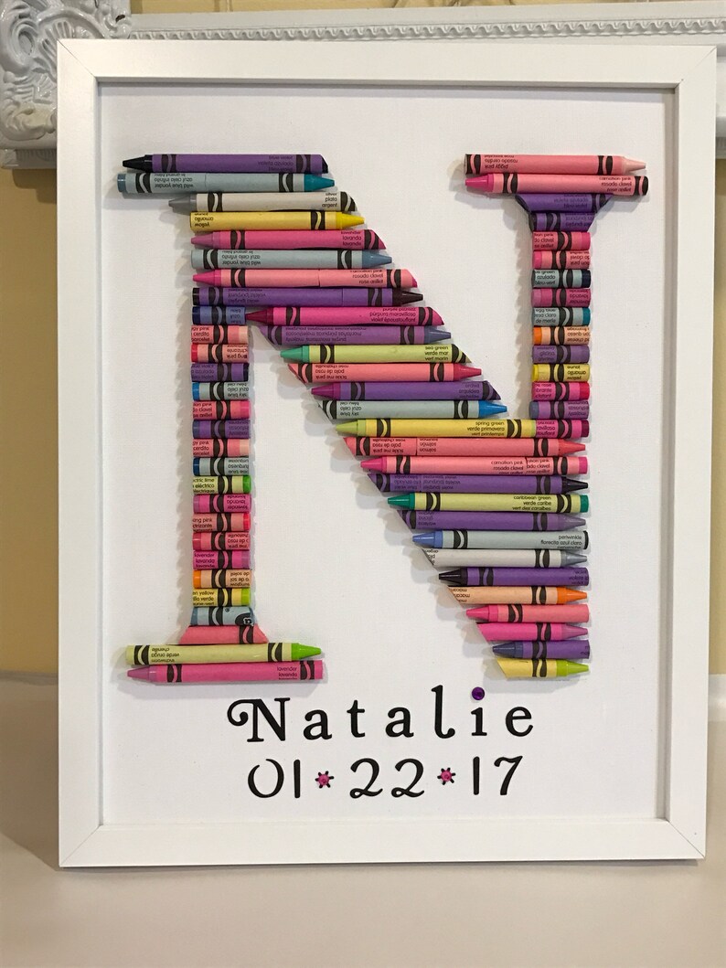 Custom Crayon Monogram, Baby Gift, Personalized Crayon Letter, Pastel colors, Baby Girl Nursery Decor, Handmade image 5
