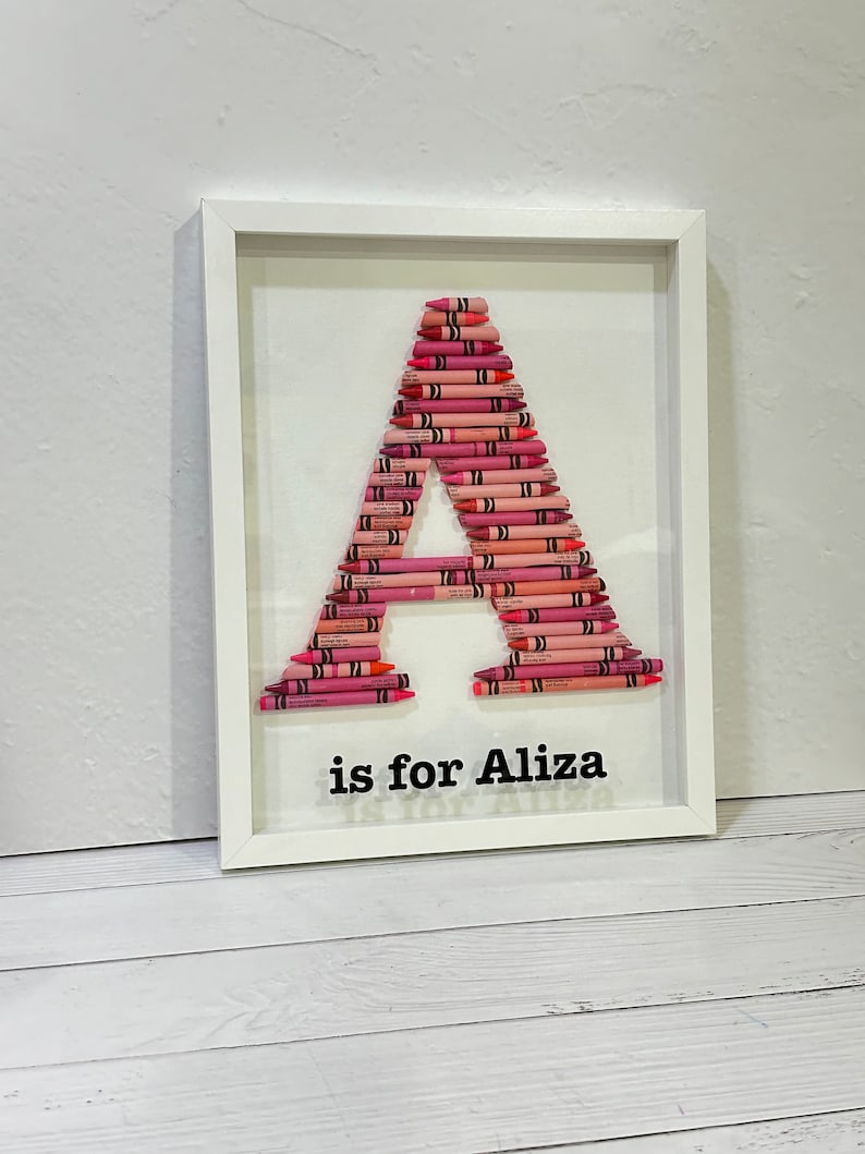 Custom Crayon Monogram, Baby Gift, Personalized Crayon Letter, Pastel colors, Baby Girl Nursery Decor, Handmade image 3