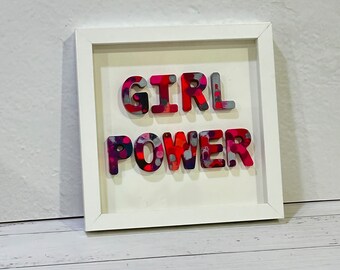 GIRL POWER, 8x8 square,  3D Wall Quote, Melted Crayon Word Art, Nursery Decor, colorful baby gift,  colorful quote