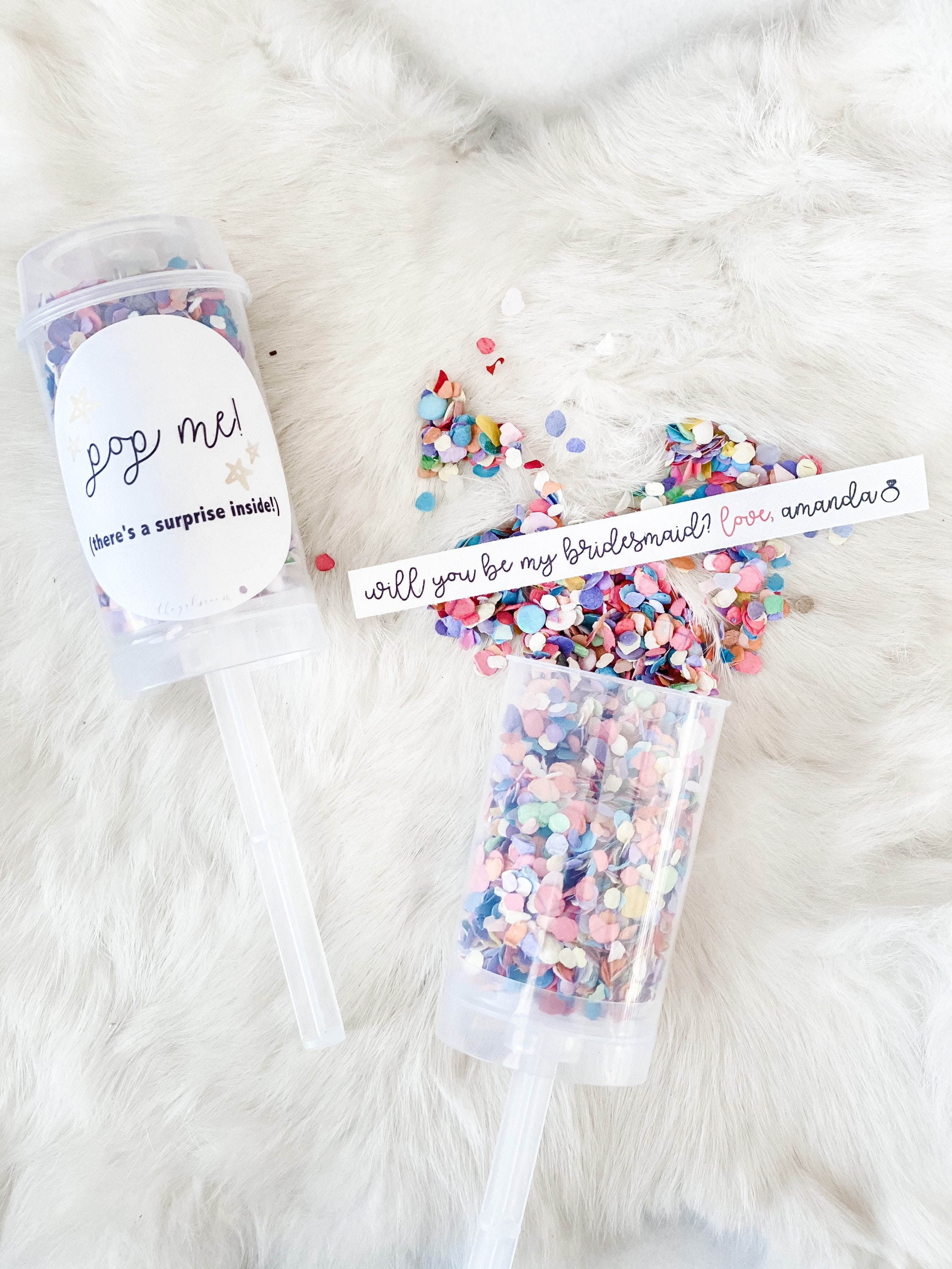 Flower Girl Proposal Confetti Popper Surprise Custom Message Flower