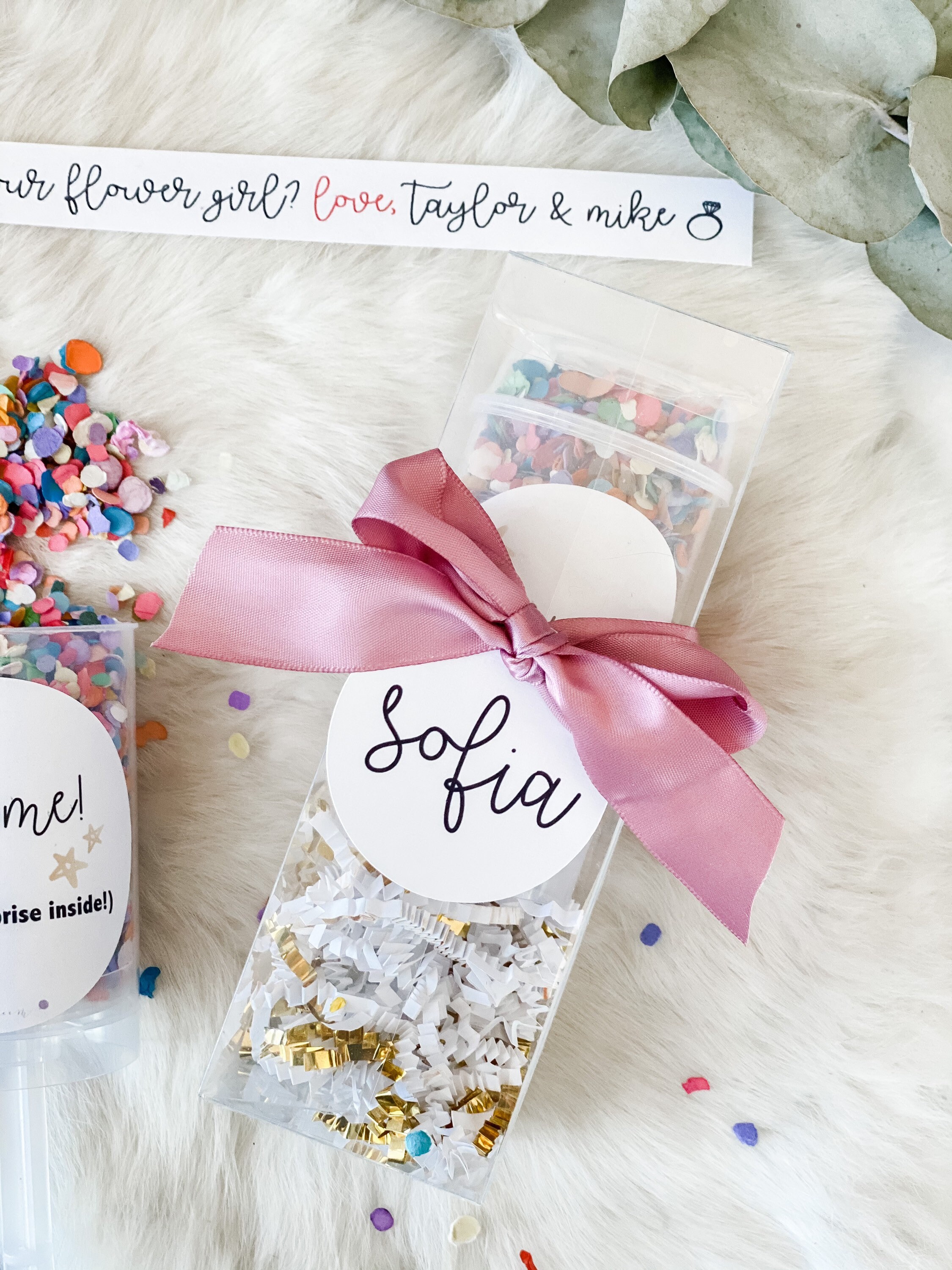 Flower Girl Proposal Confetti Popper Surprise Custom Message Flower