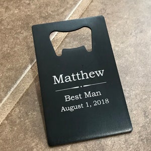 Personalized Credit Card Bottle Opener, Wallet Size Bottle Opener, Groomsmen Gift, Usher Gift, Boyfriend, Father, Beer Opener, Bottle Opener image 6