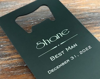 Personalized Credit Card Bottle Opener, Wallet Size Bottle Opener, Groomsmen Gift, Usher Gift, Boyfriend, Father, Beer Opener, Bottle Opener