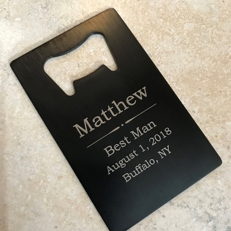 Personalized Credit Card Bottle Opener, Wallet Size Bottle Opener, Groomsmen Gift, Usher Gift, Boyfriend, Father, Beer Opener, Bottle Opener image 2