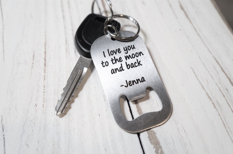 Personalized Key Chain Bottle Opener Custom Quotes Etsy