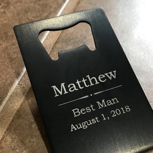 Personalized Credit Card Bottle Opener, Wallet Size Bottle Opener, Groomsmen Gift, Usher Gift, Boyfriend, Father, Beer Opener, Bottle Opener image 5