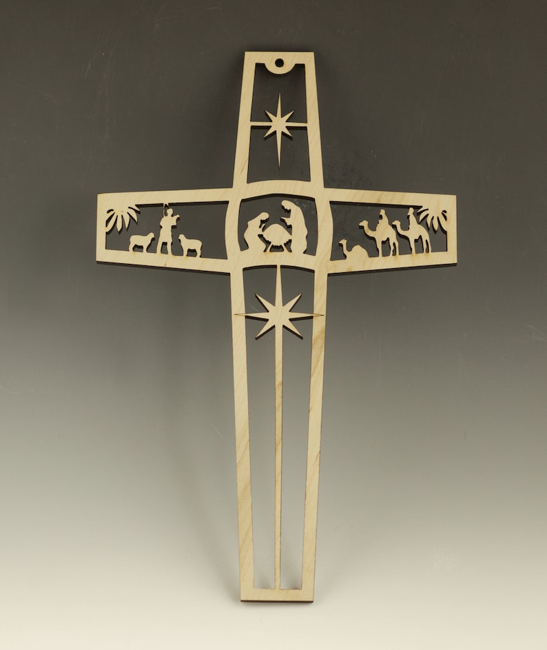 Nativity 7 Wood Wall Cross Etsy