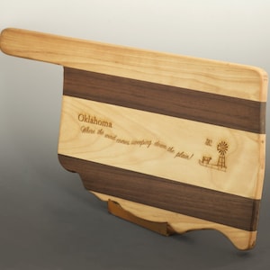 Oklahoma State Wood Cutting - Board Genuine Maple and Walnut Hardwood -  16.5&quot;L x 9.5&quot; x 3/4&quot;