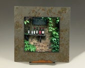 Tuscan Winery Old Wine Bottles - Montepulciano, Italy, Natural Slate Stone Wall, Desk and Shelf Photo Plaque