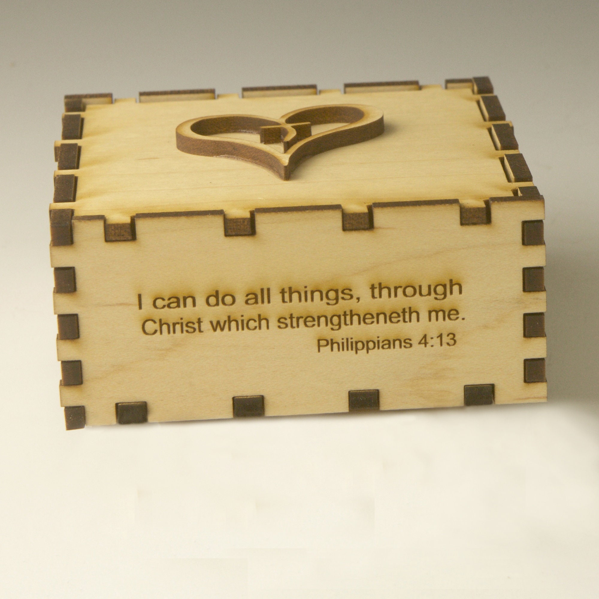 Cross in Heart Religious Jewelry Box, Wood Trinket Box, Wood Keepsake