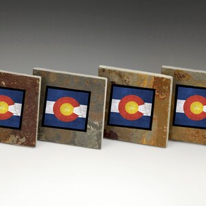 Colorado Flag Design Slate Coaster Set