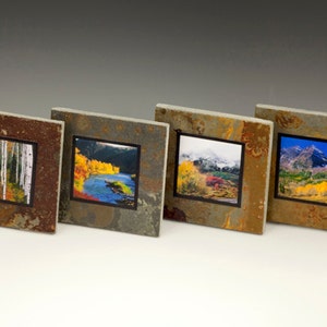 Colorado Fall Photo Natural Slate Coasters - Set of 4 -  Aspen Trees - Taylor River, Colorado 14er Mt. Sneffles, Colorado 14er Maroon Bells