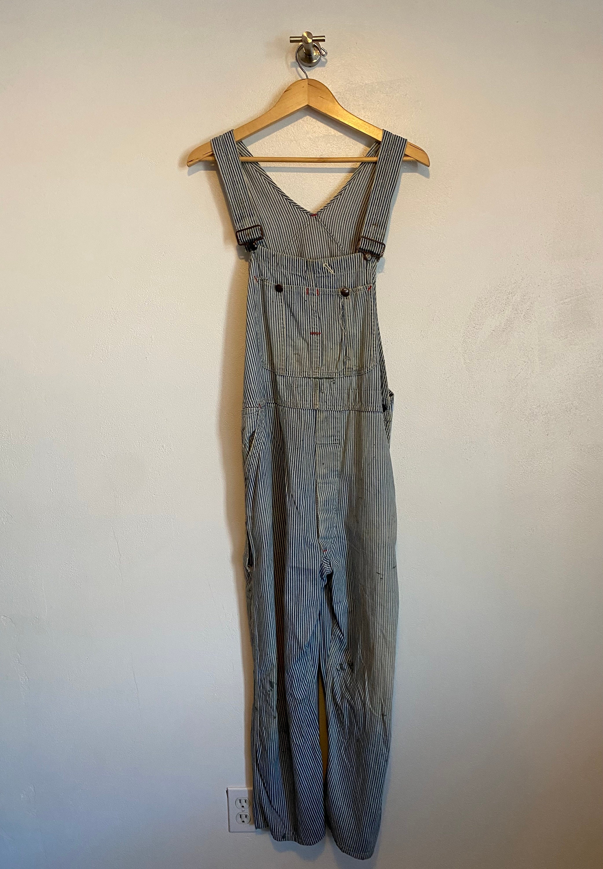 パンツ PAY DAY HICKORY OVERALL USA 1940s Vintage Pay Day Hickory Stripe Overalls Circa the 50's - Etsy