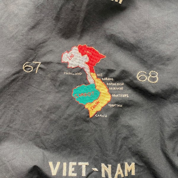 Veste vintage souvenir de la guerre du Vietnam, vers 67-68