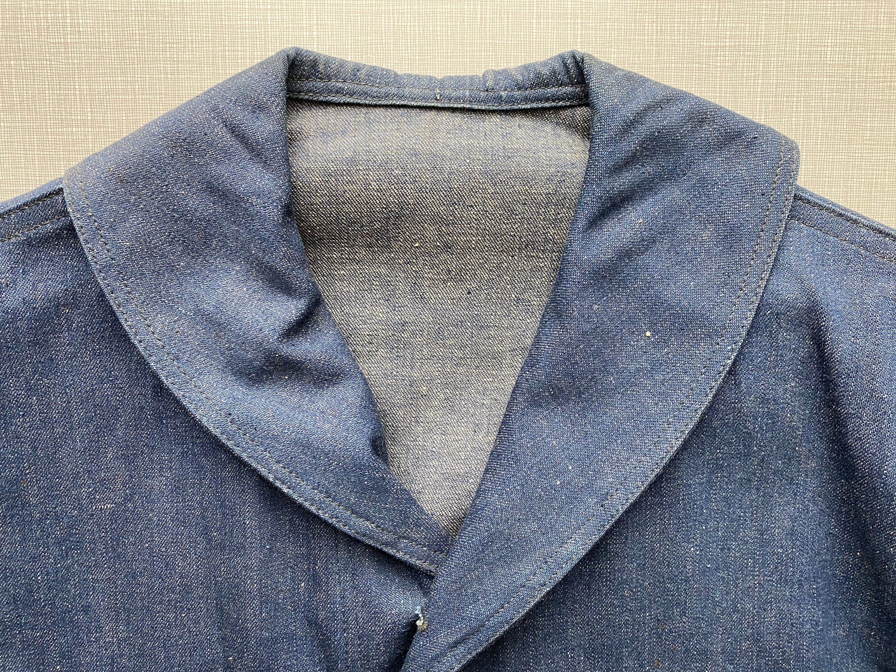 Vintage Shawl Collar Denim Jacket - Etsy UK