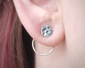 Eclipse Ear Jackets / Sterling Silver Moon Earring Jacket Set