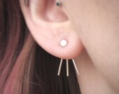 Trident Ear Jackets Sterling Silver Three Spike Earring Jacket Minimalist Stud Minimal Spiky Jacket Only Geometric
