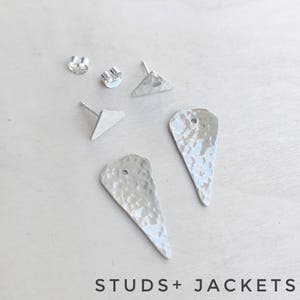 Euclid Ear Jackets / Sterling Silver Geometric Earring Jacket Set / Hammered Metal / Triangle / Spike Ear Jacket / Add On / Jacket Only image 6