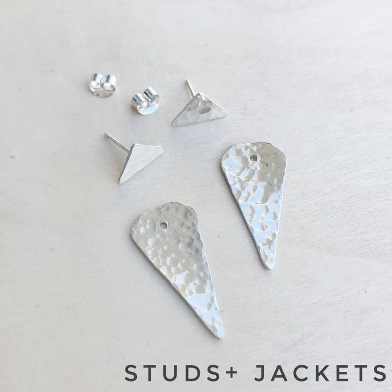 Euclid Ear Jackets / Sterling Silver Geometric Earring Jacket Set / Hammered Metal / Triangle / Spike Ear Jacket / Add On / Jacket Only image 6