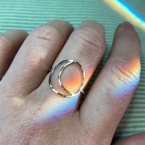 Sterling Silver Hollow Moon Ring / Made-to-Order Handcrafted Jewelry
