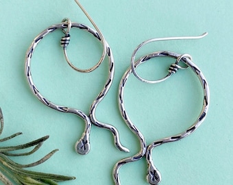 Sterling Silver Serpentine Hoop Earrings / Made-to-Order Handcrafted Jewelry
