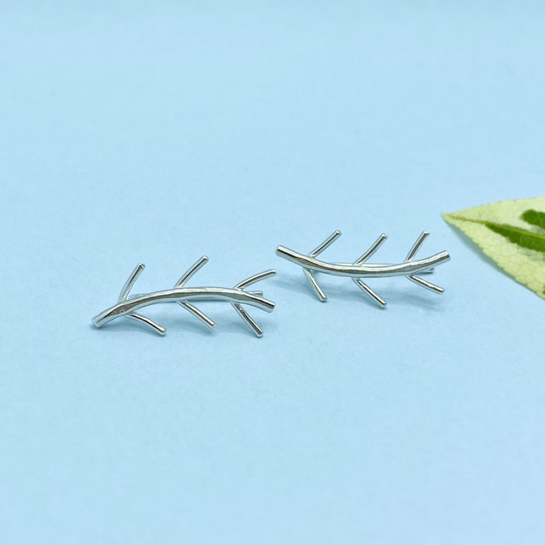 Olive Branch Ear Climbers / Sterling Silver Earring Climber image 8