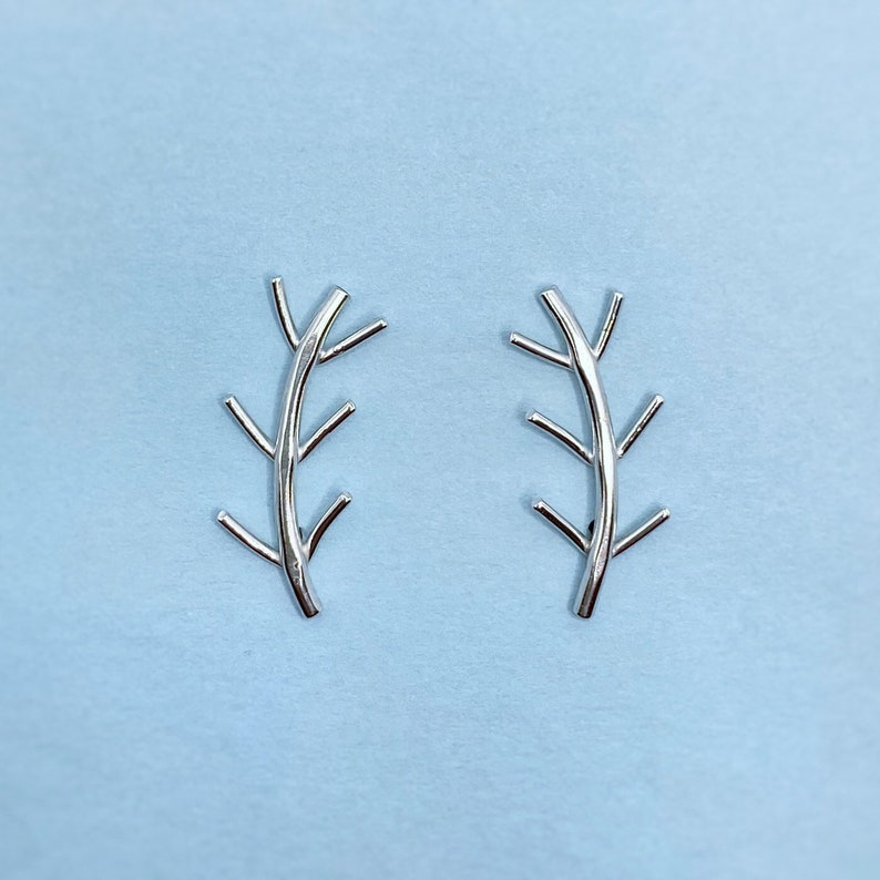 Olive Branch Ear Climbers / Sterling Silver Earring Climber image 3