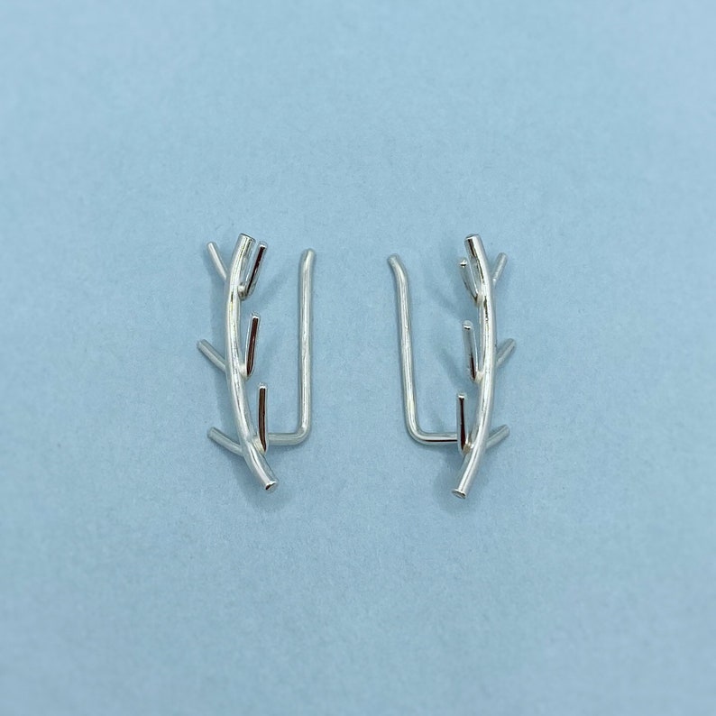 Olive Branch Ear Climbers / Sterling Silver Earring Climber image 4