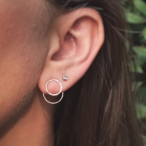 Sterling Silver Hammered Open Circle Ear Jackets / Made-to-Order Handcrafted Jewelry