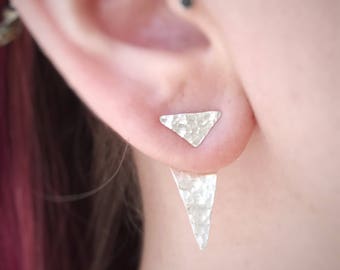 Euclid Ear Jackets / Sterling Silver Geometric Earring Jacket Set / Hammered Metal / Triangle / Spike Ear Jacket / Add On / Jacket Only