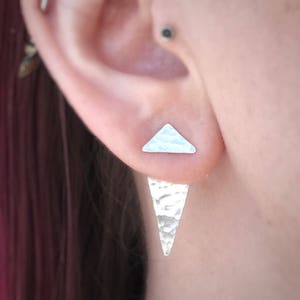 Euclid Ear Jackets / Sterling Silver Geometric Earring Jacket Set / Hammered Metal / Triangle / Spike Ear Jacket / Add On / Jacket Only image 2