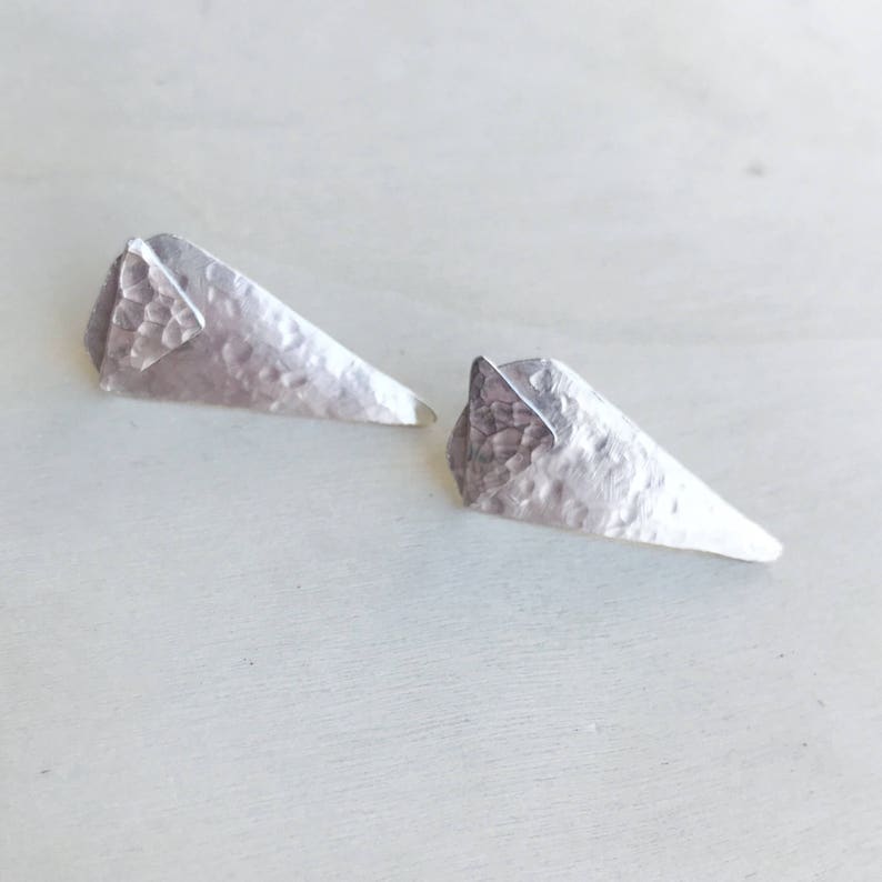 Euclid Ear Jackets / Sterling Silver Geometric Earring Jacket Set / Hammered Metal / Triangle / Spike Ear Jacket / Add On / Jacket Only image 3