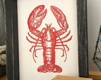 Red Lobster Letterpress Print