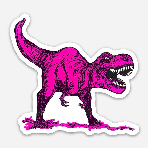 RAWR! Pink Dinosaur VINYL Sticker!