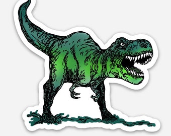 RAWR! Green Dino Vinyl Sticker!