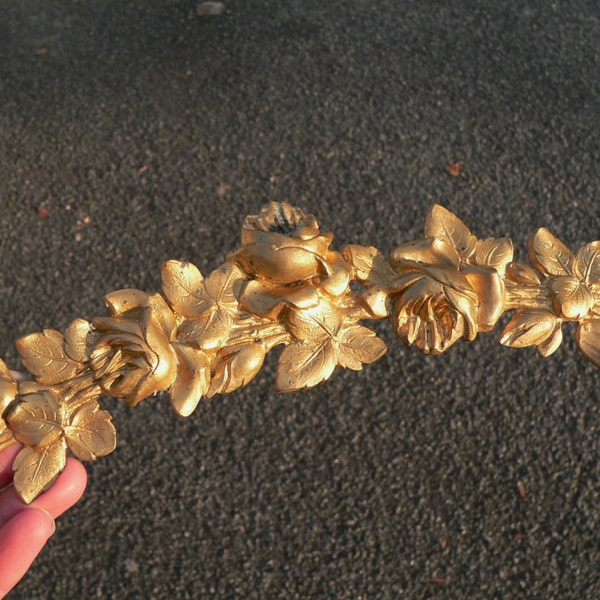 Vintage Französisch vergoldetem Messing Rosen Möbel Giebel - trim / - Wiederherstellung Hardware - Verzierung, wiederzuverwenden