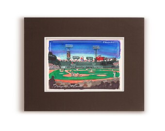 Handmade Fenway Park Art Print, Boston Red Sox, Green Monster
