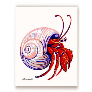 Granchio eremita, Arte della scuola materna, Vita marina, Pittura del granchio, Pittura del granchio eremita della scuola materna, Arte della parete sotto il mare, Regalo per bambini, Arte del granchio, Granchio eremita