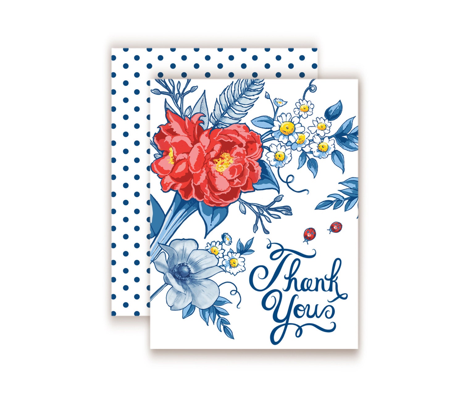 Floral Peony Thank You Card, Hand Drawn Blank Note Card - Etsy