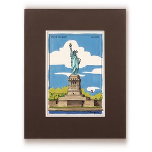 Estátua da Liberdade, ilustração artística, impressão artesanal, cidade de Nova York, Lady Liberty, impressão artística, decoração de parede, cartão de felicitações, cartões de felicitações