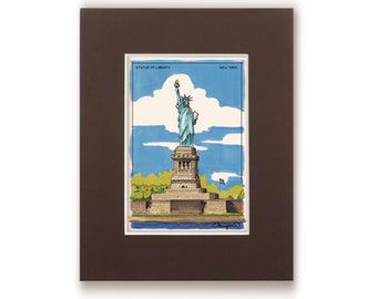 Statue of Liberty, Art illustration, Handmade print, New York City, Lady Liberty, art print, wall decor, greeting card, greeting cards