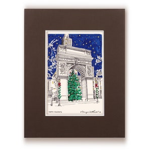 Washington Square Park, impressão artística, arco quadrado de Washington, ilustração feita à mão, cartões comemorativos, arte de parede, decoração de casa, cartões feitos à mão
