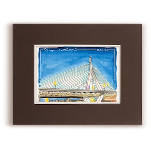 Zakim Bridge, Art Print, Boston, Charlestown, Bunker Hill Bridge, Big Dig, Charles River, Bunker Hill, Downtown Boston, Wall Decor, prints