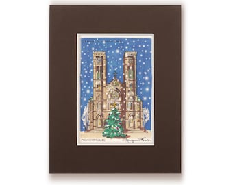 Providence Cathedral Christmas Art Print, RI, Diocese of Providence (Greeting Card)