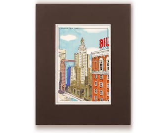 Industrial Trust Tower Art Print, Providence Rhode Island Illustration