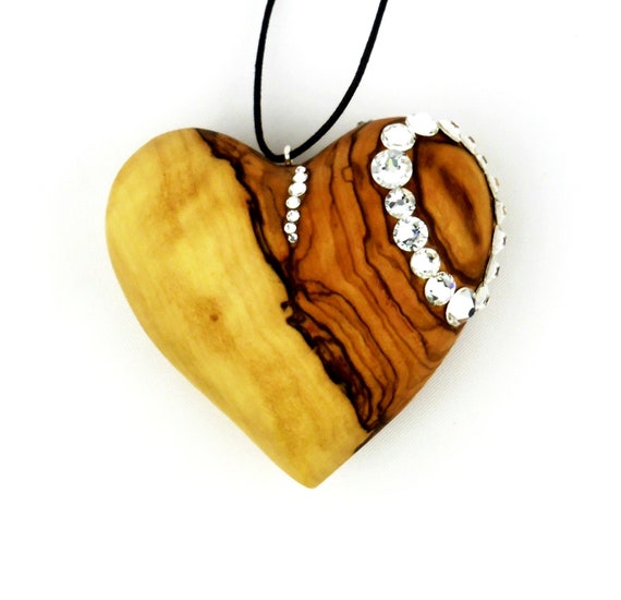heart shaped ornaments olive wood heart ornament ooak etsy