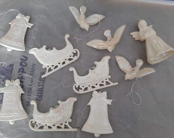 Vintage Plastic Ornaments with an Iridescence Finish