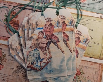 Vintage Inspired Winter Skating Tags