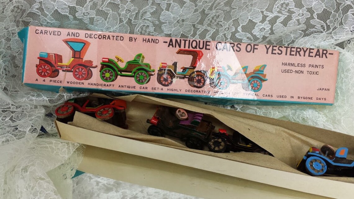 Adorable Little Wooden Antique Car Set2 - Etsy